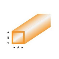 MAQUETT Vierkant-buis tr. oranje 2 x 4mm 0.33mtr (343) (1mtr) [RA433-53/3]