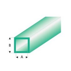 MAQUETT Vierkant-buis tr. groen 2 x 3mm 0.33mtr (355) (1mtr) [RA436-53/3]
