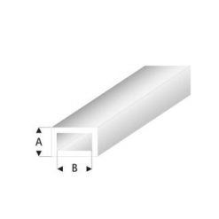 MAQUETT Rechthoek-buis tr. wit 2 x 4mm 0.33mtr (365) (1mtr) [RA439-53/3]