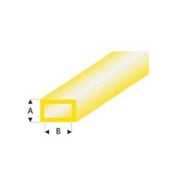 MAQUETT Rechthoek-buis tr. geel 2 x 4mm 0.33mtr (367) (1mtr) [RA440-53/3]