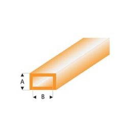 MAQUETT Rechthoek-buis tr. oranje 2 x 4mm 0.33mtr (369) (1mtr) [RA441-53/3]