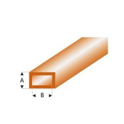MAQUETT Rechthoek-buis tr. bruin 2 x 4mm 0.33mtr (373) (1mtr) [RA443-53/3]
