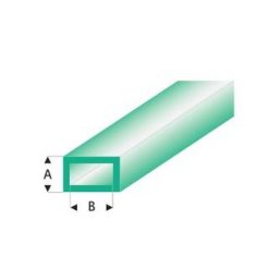 MAQUETT Rechthoek-buis tr. groen 2 x 4mm 0.33mtr (375) (1mtr) [RA444-53/3]