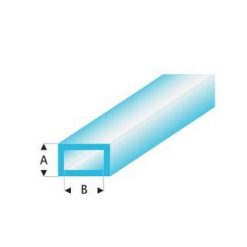 MAQUETT Rechthoek-buis tr. blauw 2 x 4mm 0.33mtr (377) (1mtr) [RA445-53/3]