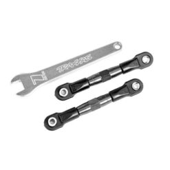 Camber links, rear (TUBES charcoal gray-anodized, 7075-T6 aluminum, stronger than titanium) (2) (assembled with rod ends and hollow balls)/ aluminum wrench (1) (fits Drag Slash) [TRX2443A]