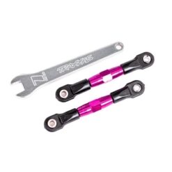 Camber links, rear (TUBES pink-anodized, 7075-T6 aluminum, stronger than titanium) (2) (assembled with rod ends and hollow balls)/ aluminum wrench (1) (fits Drag Slash) [TRX2443P]