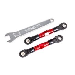 Camber links, rear (TUBES red-anodized, 7075-T6 aluminum, stronger than titanium) (2) (assembled with rod ends and hollow balls)/ aluminum wrench (1) (fits Drag Slash) [TRX2443R]