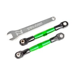 Camber links, front (TUBES green-anodized, 7075-T6 aluminum, stronger than titanium) (2) (assembled with rod ends and hollow balls)/ aluminum wrench (1) (fits Drag Slash) [TRX2444G]