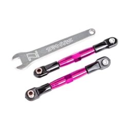 Camber links, front (TUBES pink-anodized, 7075-T6 aluminum, stronger than titanium) (2) (assembled with rod ends and hollow balls)/ aluminum wrench (1) (fits Drag Slash) [TRX2444P]