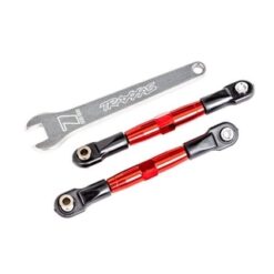 Camber links, front (TUBES red-anodized, 7075-T6 aluminum, stronger than titanium) (2) (assembled with rod ends and hollow balls)/ aluminum wrench (1) (fits Drag Slash) [TRX2444R]