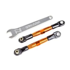 Camber links, front (TUBES orange-anodized, 7075-T6 aluminum, stronger than titanium) (2) (assembled with rod ends and hollow balls)/ aluminum wrench (1) (fits Drag Slash) [TRX2444T]
