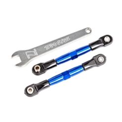Camber links, front (TUBES blue-anodized, 7075-T6 aluminum, stronger than titanium) (2) (assembled with rod ends and hollow balls)/ aluminum wrench (1) (fits Drag Slash) [TRX2444X]