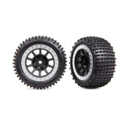 Tires & wheels, assembled (2.2' graphite gray, satin chrome beadlock wheels, Alias 2.2' tires) (2) (Bandit rear, medium compound with foam inserts) [TRX2470G]