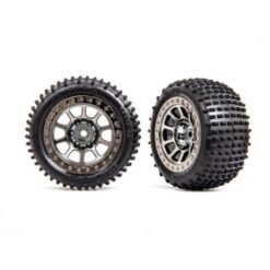 Tires & wheels, assembled (2.2' black chrome wheels, Alias 2.2' tires) (2) (Bandit rear, medium compound with foam inserts) [TRX2470T]