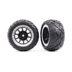 Tires & wheels, assembled (2.2' graphite gray, satin chrome beadlock wheels, Anaconda 2.2' tires with foam inserts) (2) (Bandit rear) [TRX2478G]