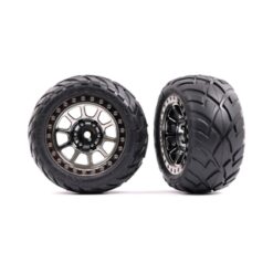 Tires & wheels, assembled (2.2' black chrome wheels, Anaconda 2.2' tires with foam inserts) (2) (Bandit rear)) [TRX2478T]