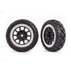 Tires & wheels, assembled (2.2' graphite gray, satin chrome beadlock wheels, Anaconda 2.2' tires with foam inserts) (2) (Bandit front) [TRX2479G]
