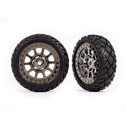 Tires & wheels, assembled (2.2' black chrome wheels, Anaconda 2.2' tires with foam inserts) (2) (Bandit front) [TRX2479T]