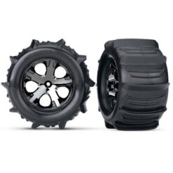 Tires & wheels, assembled, glued (2.8') Paddle (black chrome, TRX3689 [TRX3689]
