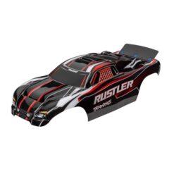 Body, Rustler (also fits Rustler VXL), red & black (painted, decals applied) [TRX3750]