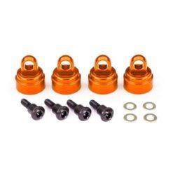 Shock caps. aluminum (orange-anodized) (4) (fits all Ultra S [TRX3767T]