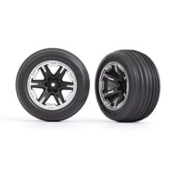 Tires & wheels, assembled, glued (2.8') (RXT black & satin wheels, ribbed tires, foam inserts) (electric front) (2) [TRX3771X]