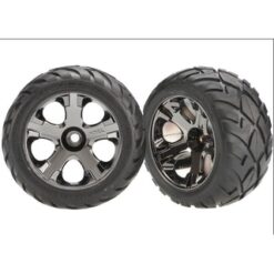 Tires & wheels. assembled. glued (All-Star black chrome whee [TRX3777A]