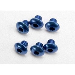 Screws, 4x4mm button-head machine, aluminum (blue) (hex driv [TRX3940]