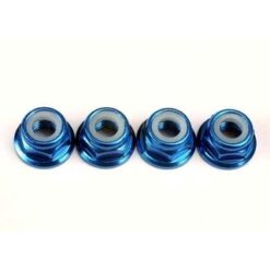 Nuts, 5mm flanged nylon locking (aluminum, blue-anodized) (4 [TRX4147X]