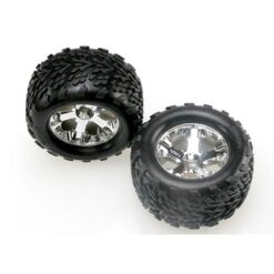 Tires & wheels, assembled, glued (2.8) (All-Star chrome whee [TRX4171]
