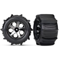 Tires & wheels, assembled, glu2.8 Paddle(Al-Star Black chrom, TRX4175 [TRX4175]