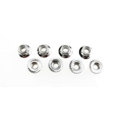 Nuts, 5mm flanged nylon locking (steel, serrated) (8) [TRX5147X]