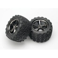 Tires & wheels. assembled. glued (Gemini black chrome wheels [TRX5374A]