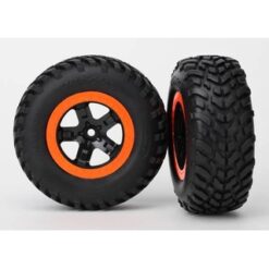 Tires & wheels, assembled, glued (SCT black, orange beadlock [TRX5863]