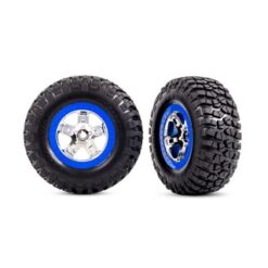 Tires & wheels, assembled, glued (SCT chrome, blue beadlock style wheels, BFGoodrich Mud-Terrain T/A KM2 tires, foam inserts) (2) (2WD front) [TRX5869A]