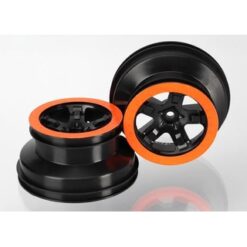Wheels, Sct Black, Orange beadlock style, dual profile [TRX5870X]