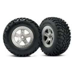 Tires & wheels, assembled, glued (SCTsatin chrome wheels, (d [TRX5873]