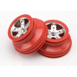 Wheels, SCT satin chrome, red beadlock style, dual profile ( [TRX5874A]