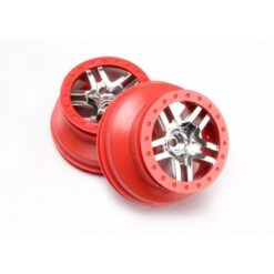 Wheels, SCT Split-Spoke, chrome, red beadlock style, dual pr [TRX5876A]