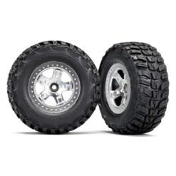 Tire & wheel assy, glued (SCT satin chrome, beadlock style w [TRX5881X]