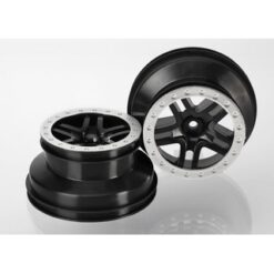 Wheels, SCT Split-Spoke, black, satin chrome beadlock style [TRX5884]