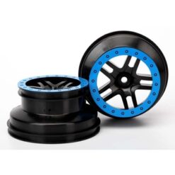 Wheels, SCT Split-Spoke, black, blue beadlock style, dual p [TRX5884A]