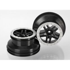 Wheels, SCT Split-Spoke, black, satin chrome beadlock style [TRX5886]