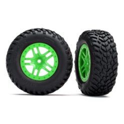 Tires & wheels, assembled, glued (SCT Split-Spoke green wheels, SCT off-road rac [TRX5892G]
