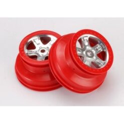Wheels, SCT satin chrome with red beadlock, dual profile (2. [TRX5972A]