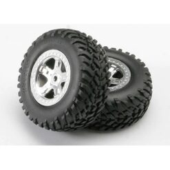 Tires & wheels, assembled, glued (SCT, satin chrome wheels ( [TRX5973]
