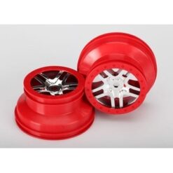 Wheels, SCT Split-Spoke, chrome, red beadlock style, dual p [TRX5974A]