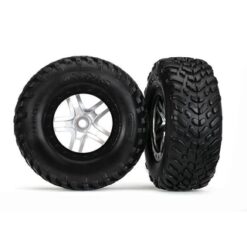 Tires & wheels, glued on SCT Satin chrome wheels TSM S1 comp, TRX5975X [TRX5975X]