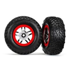 Tires & wheels, glued on SCT chrome split spoke wheels TSM, TRX5977 [TRX5977]