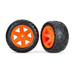 Tires & wheels. assembled. glued (2.8') (RXT orange wheels. [TRX6768A]